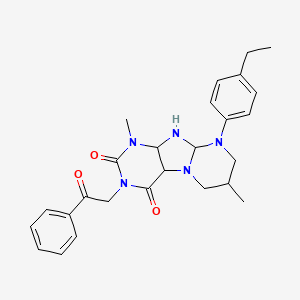 molecular formula C26H27N5O3 B2904667 9-(4-ethylphenyl)-1,7-dimethyl-3-(2-oxo-2-phenylethyl)-1H,2H,3H,4H,6H,7H,8H,9H-pyrimido[1,2-g]purine-2,4-dione CAS No. 845803-20-5