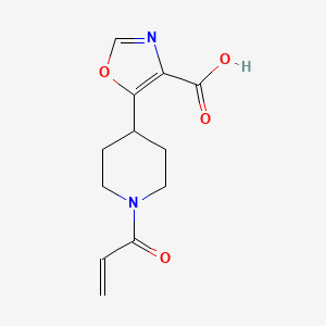 molecular formula C12H14N2O4 B2904670 5-(1-丙-2-烯酰哌啶-4-基)-1,3-恶唑-4-羧酸 CAS No. 2411226-79-2