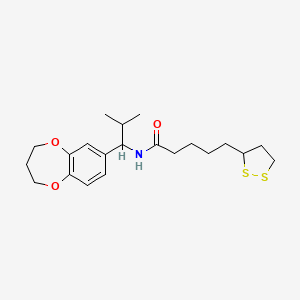 molecular formula C21H31NO3S2 B2904684 N-[1-(3,4-dihydro-2H-1,5-benzodioxepin-7-yl)-2-methylpropyl]-5-(1,2-dithiolan-3-yl)pentanamide CAS No. 1252148-02-9