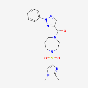 molecular formula C19H23N7O3S B2904685 (4-((1,2-dimethyl-1H-imidazol-4-yl)sulfonyl)-1,4-diazepan-1-yl)(2-phenyl-2H-1,2,3-triazol-4-yl)methanone CAS No. 1903348-29-7