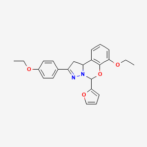 molecular formula C24H24N2O4 B2904692 7-ethoxy-2-(4-ethoxyphenyl)-5-(furan-2-yl)-5,10b-dihydro-1H-benzo[e]pyrazolo[1,5-c][1,3]oxazine CAS No. 899746-60-2