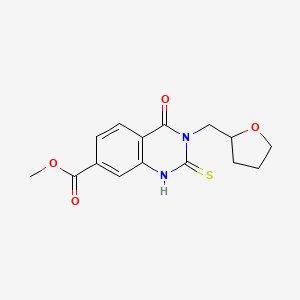 molecular formula C15H16N2O4S B2904695 Methyl 4-oxo-3-(oxolan-2-ylmethyl)-2-sulfanyl-3,4-dihydroquinazoline-7-carboxylate CAS No. 422526-41-8