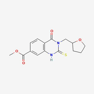 Methyl 4-oxo-3-(oxolan-2-ylmethyl)-2-sulfanyl-3,4-dihydroquinazoline-7-carboxylate