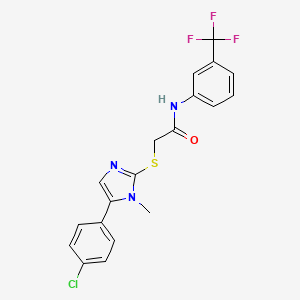 molecular formula C19H15ClF3N3OS B2904703 2-((5-(4-chlorophenyl)-1-methyl-1H-imidazol-2-yl)thio)-N-(3-(trifluoromethyl)phenyl)acetamide CAS No. 921560-83-0