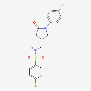 molecular formula C17H16BrFN2O3S B2904705 4-bromo-N-((1-(4-fluorophenyl)-5-oxopyrrolidin-3-yl)methyl)benzenesulfonamide CAS No. 954607-94-4