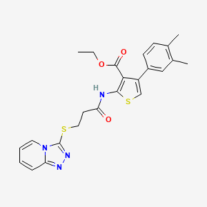 molecular formula C24H24N4O3S2 B2904707 Ethyl 2-(3-([1,2,4]triazolo[4,3-a]pyridin-3-ylthio)propanamido)-4-(3,4-dimethylphenyl)thiophene-3-carboxylate CAS No. 690271-48-8