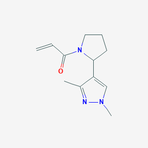 molecular formula C12H17N3O B2904714 1-[2-(1,3-Dimethylpyrazol-4-yl)pyrrolidin-1-yl]prop-2-en-1-one CAS No. 2196079-78-2