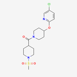 molecular formula C17H24ClN3O4S B2904715 (4-((5-氯吡啶-2-基)氧基)哌啶-1-基)(1-(甲磺酰基)哌啶-4-基)甲苯酮 CAS No. 1448067-51-3