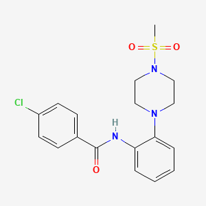 molecular formula C18H20ClN3O3S B2904719 4-chloro-N-[2-(4-methylsulfonyl-1-piperazinyl)phenyl]benzamide CAS No. 478260-31-0