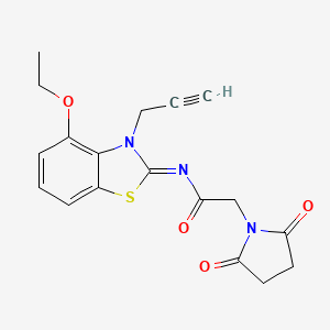 molecular formula C18H17N3O4S B2904722 2-(2,5-dioxopyrrolidin-1-yl)-N-(4-ethoxy-3-prop-2-ynyl-1,3-benzothiazol-2-ylidene)acetamide CAS No. 868674-74-2