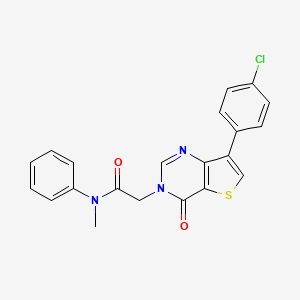 molecular formula C21H16ClN3O2S B2904727 2-[7-(4-chlorophenyl)-4-oxothieno[3,2-d]pyrimidin-3(4H)-yl]-N-methyl-N-phenylacetamide CAS No. 1105223-06-0