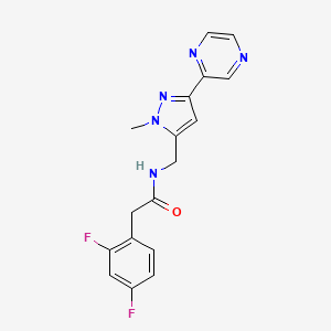 molecular formula C17H15F2N5O B2904736 2-(2,4-difluorophenyl)-N-((1-methyl-3-(pyrazin-2-yl)-1H-pyrazol-5-yl)methyl)acetamide CAS No. 2034288-86-1