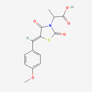 molecular formula C14H13NO5S B2904754 (Z)-2-(5-(4-甲氧基亚苄基)-2,4-二氧噻唑烷-3-基)丙酸 CAS No. 489397-78-6