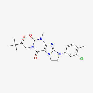 molecular formula C21H24ClN5O3 B2904767 3-(3,3-二甲基-2-氧代丁基)-8-(3-氯-4-甲基苯基)-1-甲基-1,3,5-三氢咪唑并[1,2-h]嘌呤-2,4-二酮 CAS No. 919032-33-0