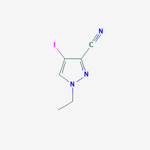 molecular formula C6H6IN3 B2904780 1-ethyl-4-iodo-1H-pyrazole-3-carbonitrile CAS No. 1006471-40-4; 1354705-18-2
