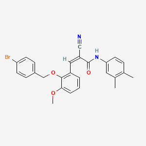 molecular formula C26H23BrN2O3 B2904781 (Z)-3-[2-[(4-Bromophenyl)methoxy]-3-methoxyphenyl]-2-cyano-N-(3,4-dimethylphenyl)prop-2-enamide CAS No. 522656-98-0