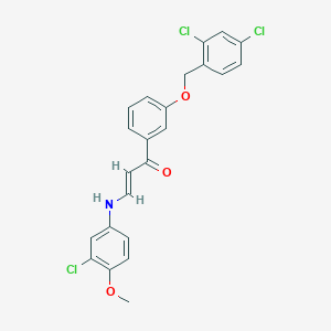 molecular formula C23H18Cl3NO3 B2904782 (E)-3-(3-氯-4-甲氧基苯胺)-1-[3-[(2,4-二氯苯基)甲氧基]苯基]丙-2-烯-1-酮 CAS No. 478040-11-8