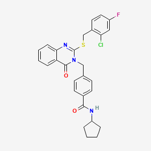 4-((2-((2-chloro-4-fluorobenzyl)thio)-4-oxoquinazolin-3(4H)-yl)methyl)-N-cyclopentylbenzamide