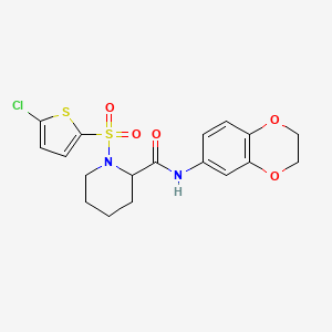 molecular formula C18H19ClN2O5S2 B2904786 1-((5-chlorothiophen-2-yl)sulfonyl)-N-(2,3-dihydrobenzo[b][1,4]dioxin-6-yl)piperidine-2-carboxamide CAS No. 1049866-11-6