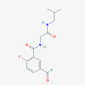 molecular formula C14H17FN2O3 B2904794 2-Fluoro-5-formyl-N-[2-(2-methylpropylamino)-2-oxoethyl]benzamide CAS No. 2361729-73-7