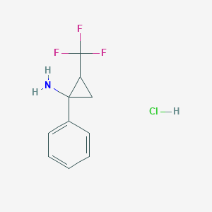 molecular formula C10H11ClF3N B2904807 1-Phenyl-2-(trifluoromethyl)cyclopropan-1-amine;hydrochloride CAS No. 2287314-27-4