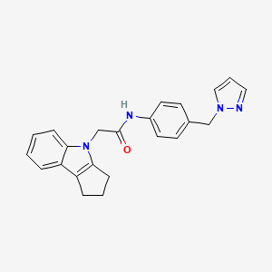 molecular formula C23H22N4O B2904813 N-(4-((1H-pyrazol-1-yl)methyl)phenyl)-2-(2,3-dihydrocyclopenta[b]indol-4(1H)-yl)acetamide CAS No. 1203252-83-8