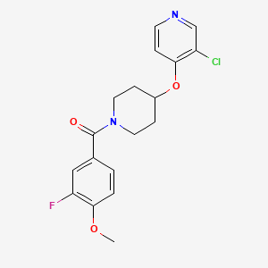 molecular formula C18H18ClFN2O3 B2904816 (4-((3-氯吡啶-4-基)氧基)哌啶-1-基)(3-氟-4-甲氧基苯基)甲苯酮 CAS No. 2034524-74-6