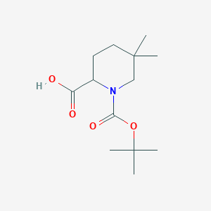 molecular formula C13H23NO4 B2904821 1-[(叔丁氧羰基)]-5,5-二甲基哌啶-2-羧酸 CAS No. 676355-72-9