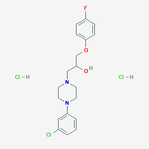molecular formula C19H24Cl3FN2O2 B2904829 1-(4-(3-Chlorophenyl)piperazin-1-yl)-3-(4-fluorophenoxy)propan-2-ol dihydrochloride CAS No. 474263-48-4