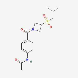 molecular formula C16H22N2O4S B2904834 N-(4-(3-(isobutylsulfonyl)azetidine-1-carbonyl)phenyl)acetamide CAS No. 1797632-74-6