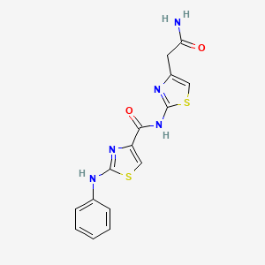 molecular formula C15H13N5O2S2 B2904839 N-(4-(2-amino-2-oxoethyl)thiazol-2-yl)-2-(phenylamino)thiazole-4-carboxamide CAS No. 1173043-43-0