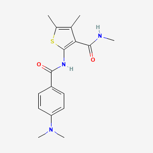 molecular formula C17H21N3O2S B2904845 2-(4-(dimethylamino)benzamido)-N,4,5-trimethylthiophene-3-carboxamide CAS No. 896298-87-6