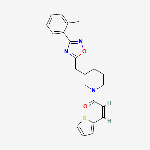 (Z)-3-(thiophen-2-yl)-1-(3-((3-(o-tolyl)-1,2,4-oxadiazol-5-yl)methyl)piperidin-1-yl)prop-2-en-1-one