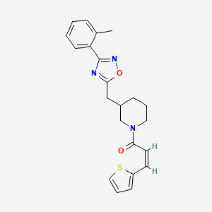 molecular formula C22H23N3O2S B2904846 (Z)-3-(thiophen-2-yl)-1-(3-((3-(o-tolyl)-1,2,4-oxadiazol-5-yl)methyl)piperidin-1-yl)prop-2-en-1-one CAS No. 1706470-39-4