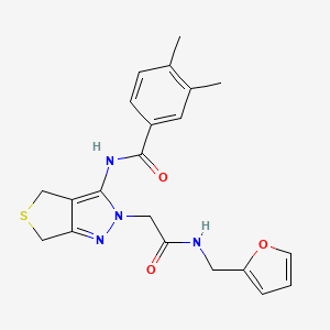 molecular formula C21H22N4O3S B2904847 N-(2-(2-((furan-2-ylmethyl)amino)-2-oxoethyl)-4,6-dihydro-2H-thieno[3,4-c]pyrazol-3-yl)-3,4-dimethylbenzamide CAS No. 1172349-51-7