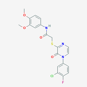 2-((4-(3-chloro-4-fluorophenyl)-3-oxo-3,4-dihydropyrazin-2-yl)thio)-N-(3,4-dimethoxyphenyl)acetamide