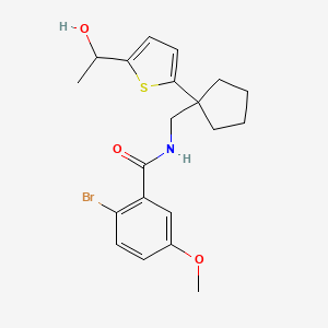 molecular formula C20H24BrNO3S B2904854 2-bromo-N-((1-(5-(1-hydroxyethyl)thiophen-2-yl)cyclopentyl)methyl)-5-methoxybenzamide CAS No. 2034343-48-9