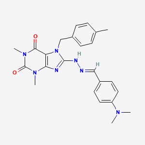 (E)-8-(2-(4-(dimethylamino)benzylidene)hydrazinyl)-1,3-dimethyl-7-(4-methylbenzyl)-1H-purine-2,6(3H,7H)-dione