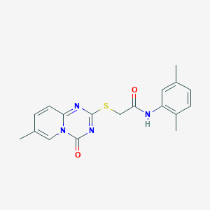 molecular formula C18H18N4O2S B2904882 N-(2,5-dimethylphenyl)-2-(7-methyl-4-oxopyrido[1,2-a][1,3,5]triazin-2-yl)sulfanylacetamide CAS No. 896318-69-7