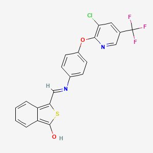 molecular formula C21H12ClF3N2O2S B2904883 3-[(4-{[3-chloro-5-(trifluoromethyl)-2-pyridinyl]oxy}anilino)methylene]-2-benzothiophen-1(3H)-one CAS No. 338954-42-0