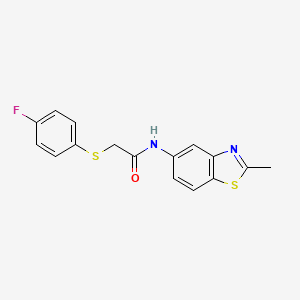 molecular formula C16H13FN2OS2 B2904892 2-((4-fluorophenyl)thio)-N-(2-methylbenzo[d]thiazol-5-yl)acetamide CAS No. 898461-59-1