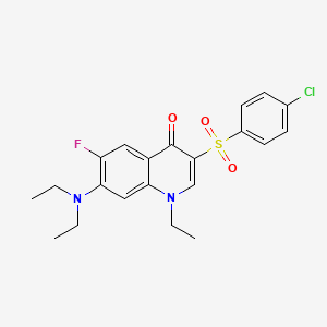 molecular formula C21H22ClFN2O3S B2904893 3-(4-Chlorobenzenesulfonyl)-7-(diethylamino)-1-ethyl-6-fluoro-1,4-dihydroquinolin-4-one CAS No. 892775-85-8