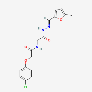 molecular formula C16H16ClN3O4 B2904904 (E)-2-(4-chlorophenoxy)-N-(2-(2-((5-methylfuran-2-yl)methylene)hydrazinyl)-2-oxoethyl)acetamide CAS No. 391893-87-1