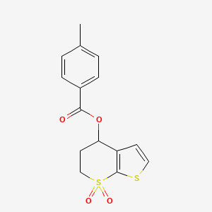 molecular formula C15H14O4S2 B2904905 (7,7-dioxo-5,6-dihydro-4H-thieno[2,3-b]thiopyran-4-yl) 4-methylbenzoate CAS No. 343373-79-5