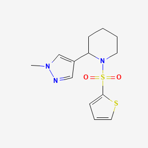 molecular formula C13H17N3O2S2 B2904913 2-(1-methyl-1H-pyrazol-4-yl)-1-(thiophen-2-ylsulfonyl)piperidine CAS No. 2034552-36-6
