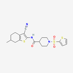 molecular formula C20H23N3O3S3 B2904914 N-(3-cyano-6-methyl-4,5,6,7-tetrahydrobenzo[b]thiophen-2-yl)-1-(thiophen-2-ylsulfonyl)piperidine-4-carboxamide CAS No. 899732-05-9