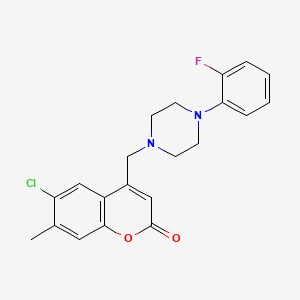 molecular formula C21H20ClFN2O2 B2904928 6-Chloro-4-[[4-(2-fluorophenyl)piperazin-1-yl]methyl]-7-methylchromen-2-one CAS No. 763088-25-1