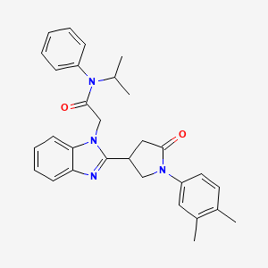 molecular formula C30H32N4O2 B2904929 2-(2-(1-(3,4-dimethylphenyl)-5-oxopyrrolidin-3-yl)-1H-benzo[d]imidazol-1-yl)-N-isopropyl-N-phenylacetamide CAS No. 847394-91-6