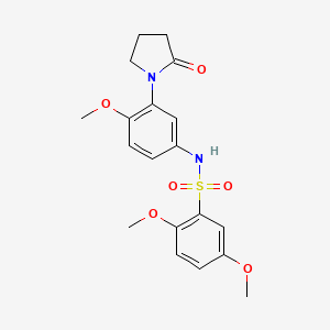 molecular formula C19H22N2O6S B2904957 2,5-dimethoxy-N-(4-methoxy-3-(2-oxopyrrolidin-1-yl)phenyl)benzenesulfonamide CAS No. 942013-17-4