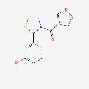 molecular formula C15H15NO3S B2904959 Furan-3-yl(2-(3-methoxyphenyl)thiazolidin-3-yl)methanone CAS No. 2034287-88-0